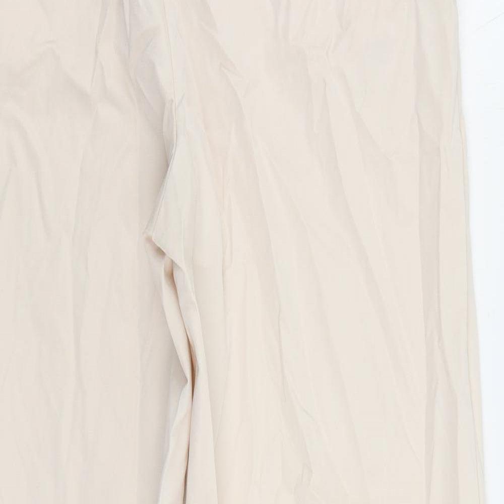 Marks and Spencer Womens Beige Cotton Chino Trousers Size 16 L29 in Regular Zip