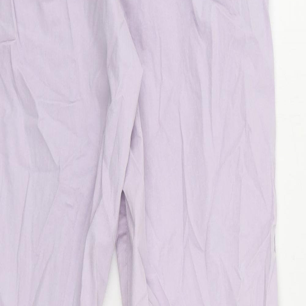 Marks and Spencer Womens Purple Cotton Chino Trousers Size 8 L28 in Regular Zip