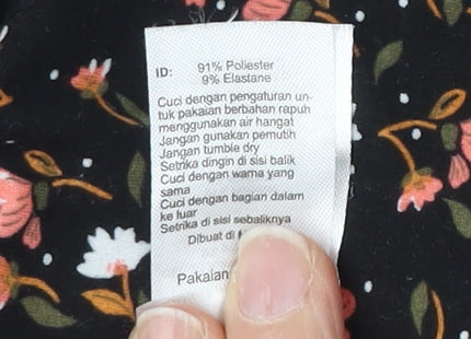 New Look Women's Black Long Sleeve Floral Dress