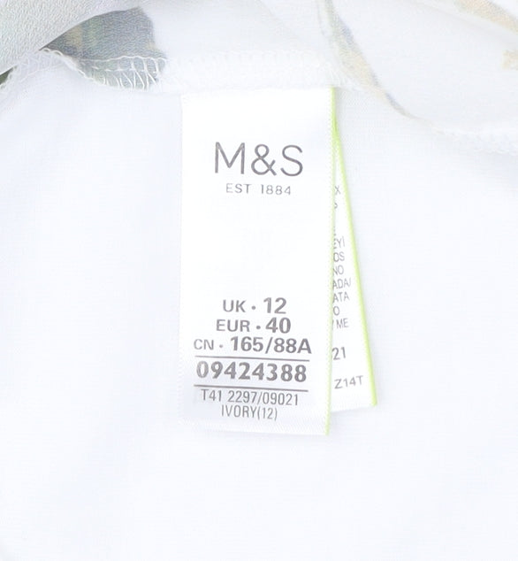 Marks & Spencer Floral Blouse, Ivory, Size 12