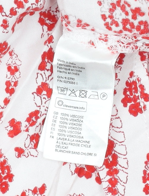H&M Women's Red Floral Shift Dress, Size 10