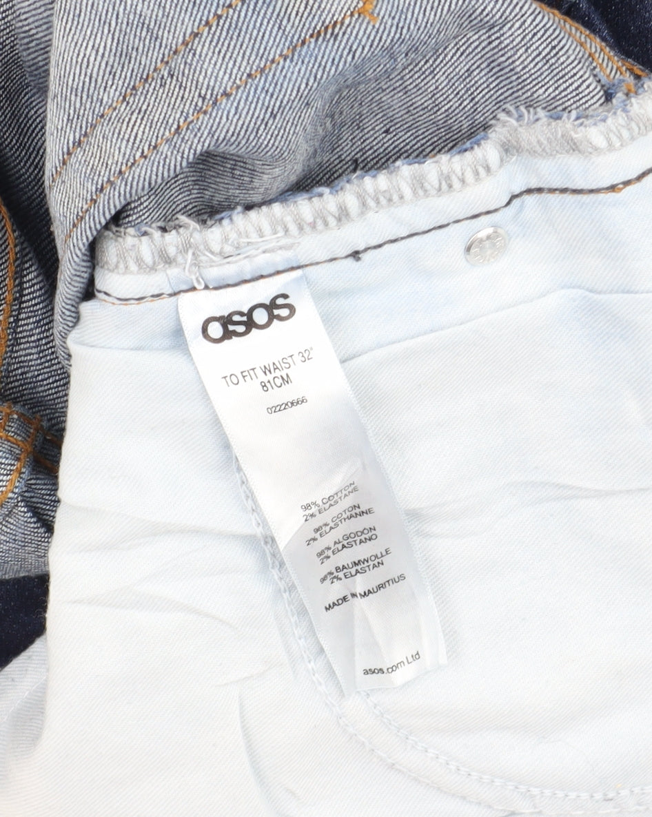 ASOS Men's Blue Bermuda Denim Shorts, Size 32, Casual Wear
