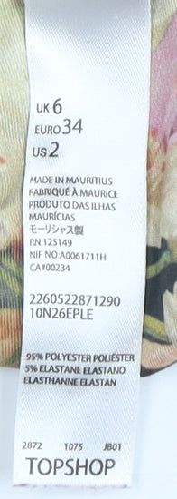 Topshop Floral Bodycon Dress Multicoloured UK 6