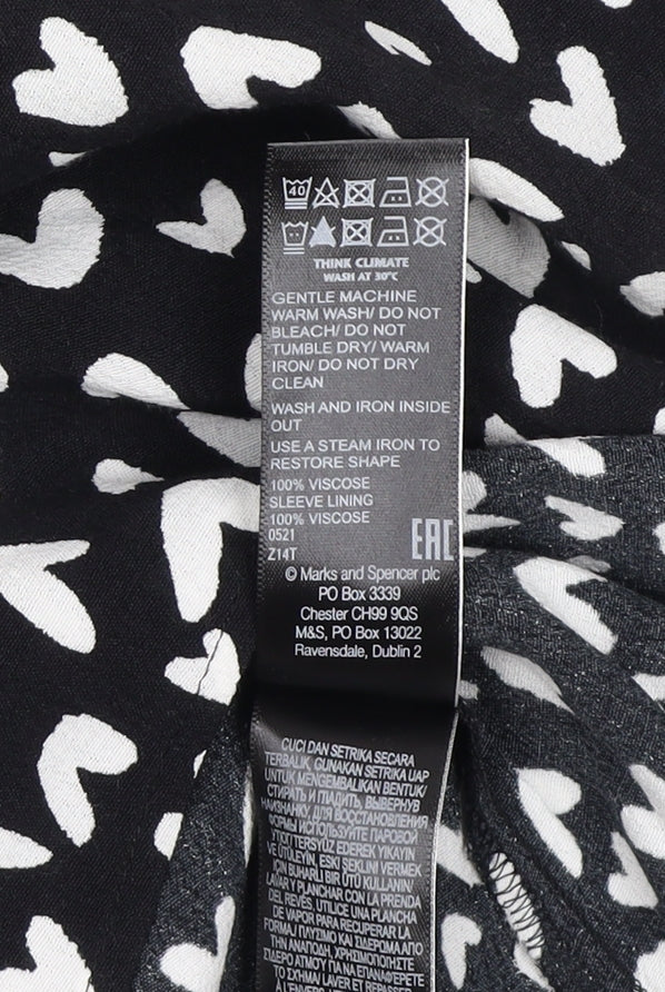 M&S Women's Black V-Neck A-Line Dress, Size 6