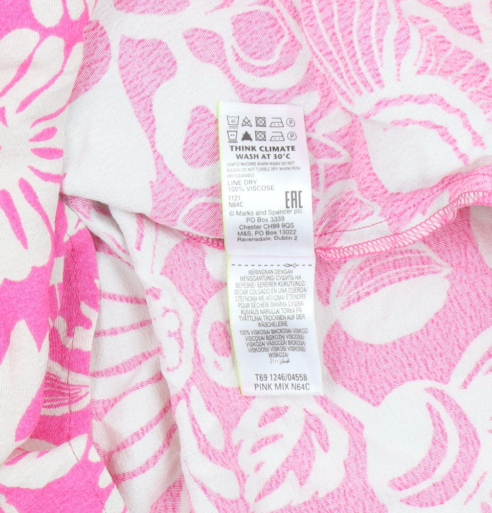 Marks and Spencer Pink Floral Shirt Dress, Size 6