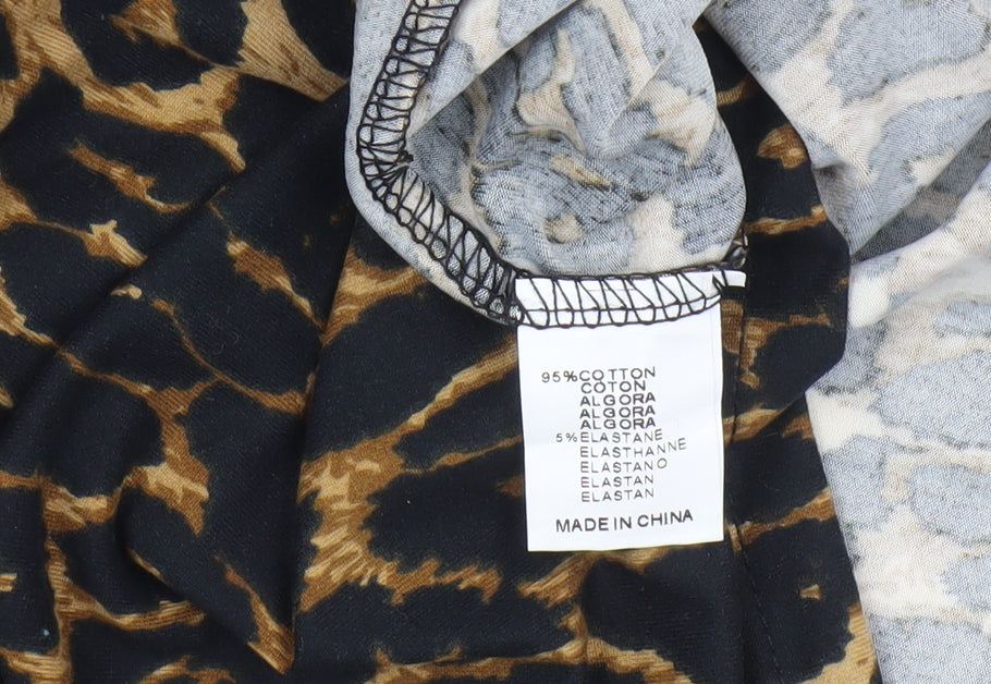 Yu & Me Women's Leopard Print Puff Sleeve T-Shirt, M