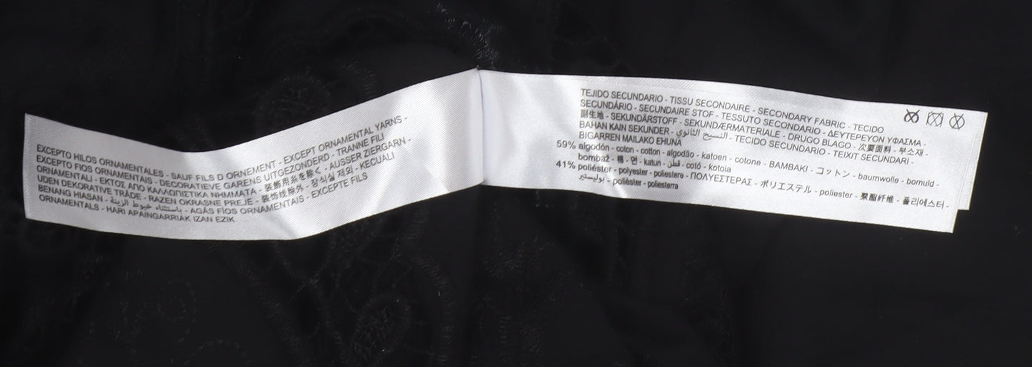 Zara Women's Black A-Line Midi Crochet Dress