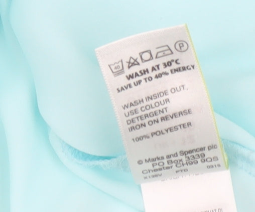 Marks and Spencer Women's Blue Sleeveless V-Neck Blouse