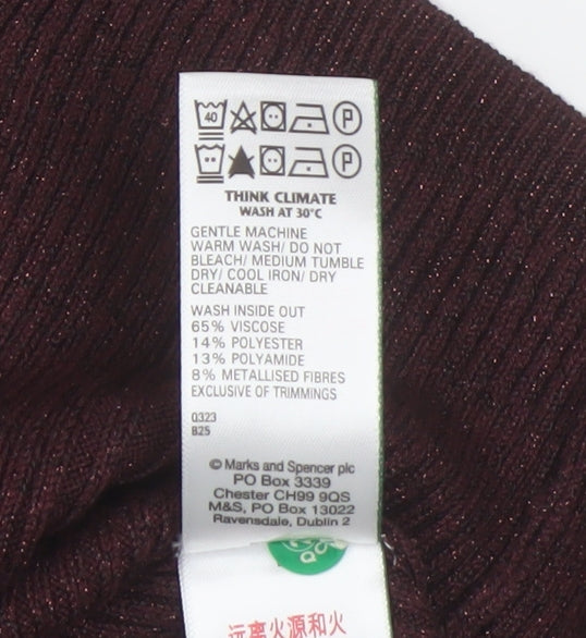 Marks and Spencer Women's Brown V-Neck Pullover
