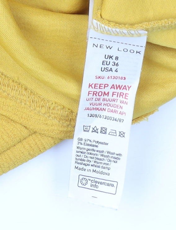 New Look Women's Yellow Pinafore Dress - Size 8