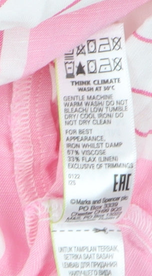 Marks and Spencer Women's Pink Striped Midi Dress M