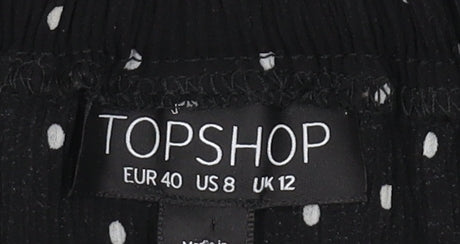 Topshop Women's Black Polka Dot Off Shoulder Crop Blouse Size 12