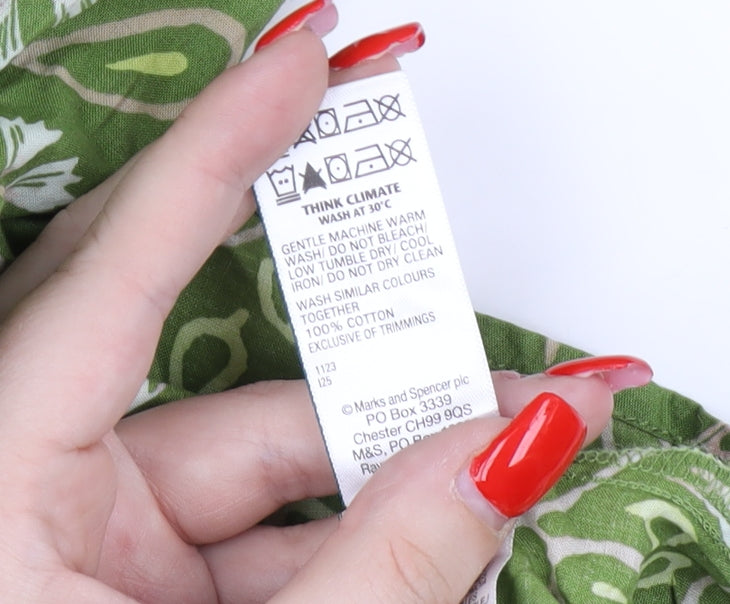 Marks and Spencer Women's Green Floral Dress Size 18