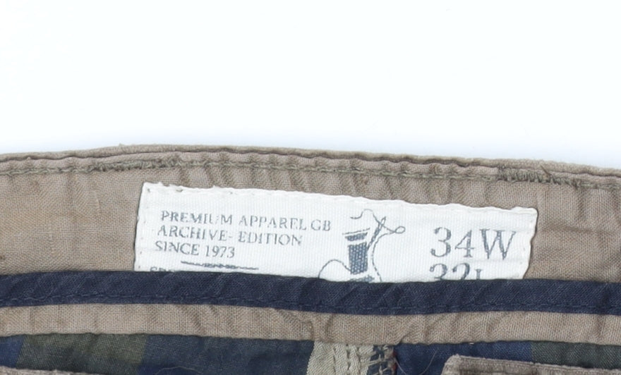 Matalan Men's Beige Corduroy Straight Trousers 34W