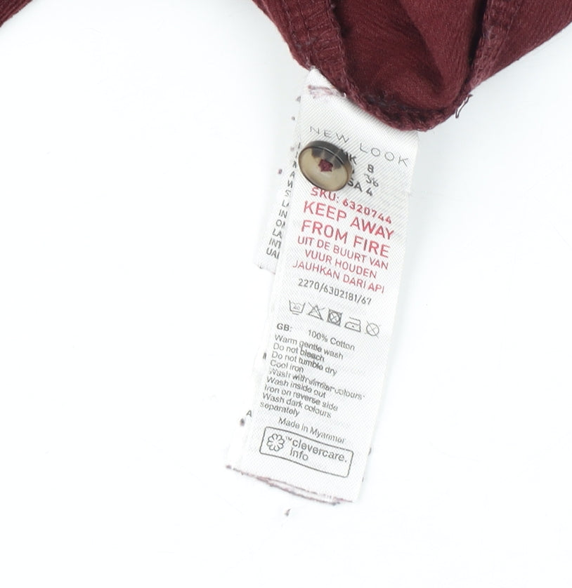 New Look Women's Red Corduroy Button-Up Shirt Size 10