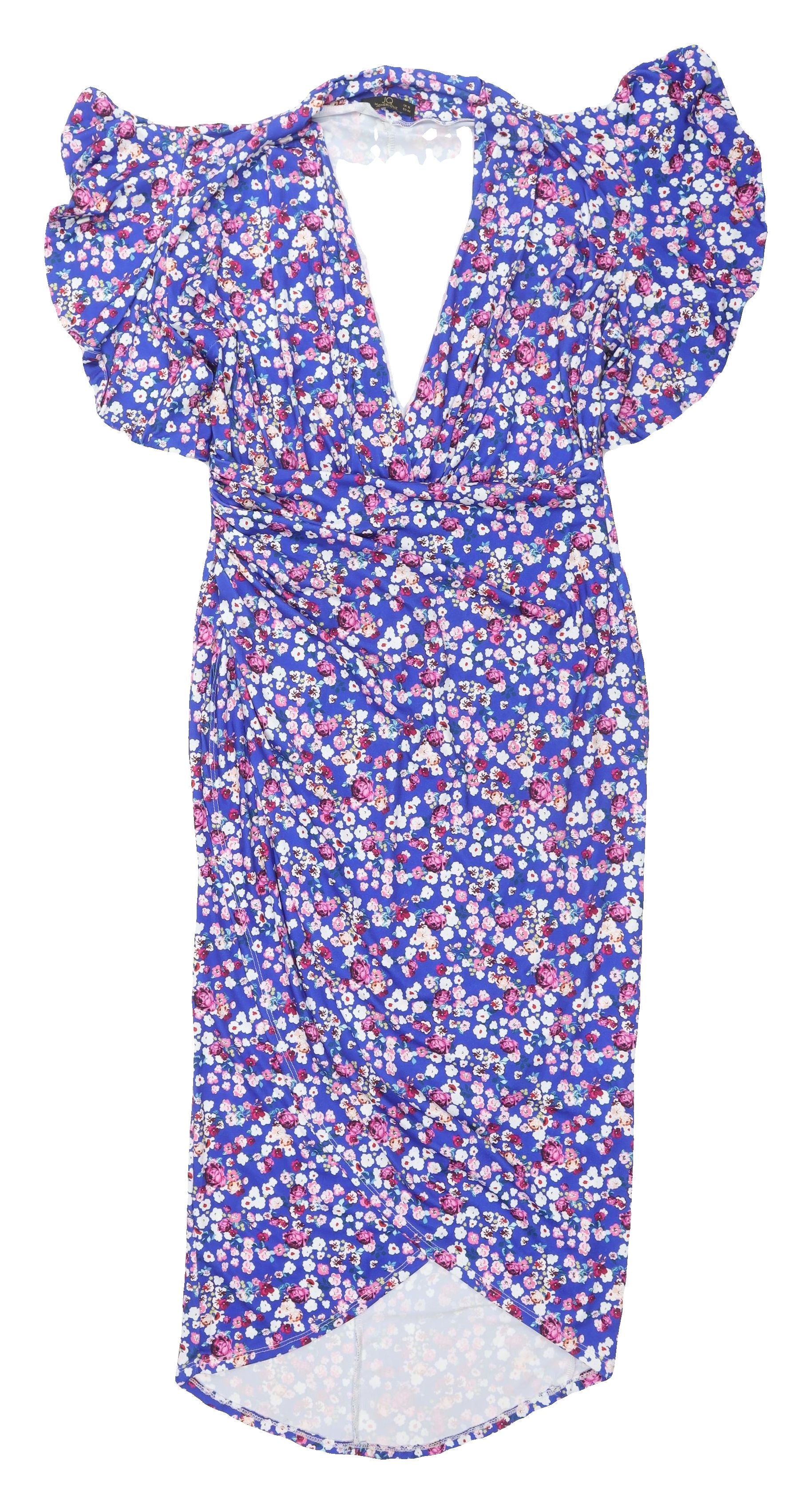 blue old fashioned dress Blue floral Wrap Dress for Women main image 0