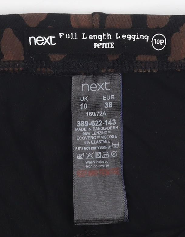 Next Petite Women's Black Animal Print Leggings Size 10