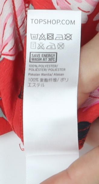 Topshop Women's Red Floral Cropped Blouse, Size 16