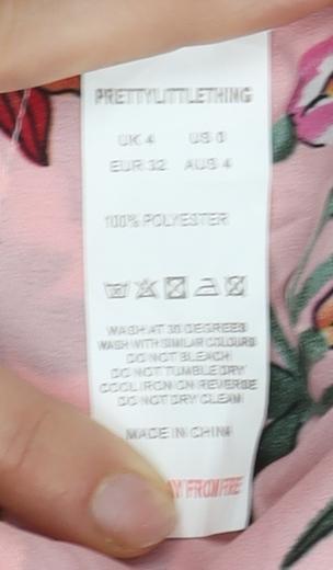 PrettyLittleThing Floral Pink Wrap Dress UK 4