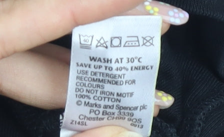 Marks and Spencer Women's Black Long Sleeve T-Shirt 14