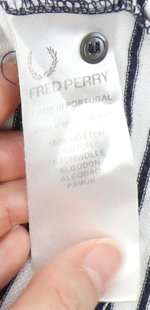 Fred Perry Women's White Striped Shirt Dress Size 10