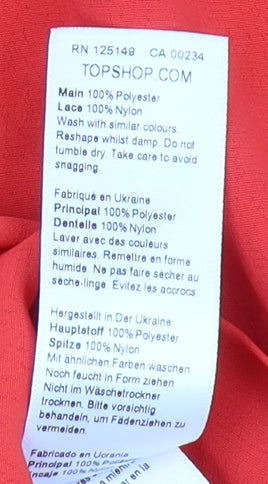 Topshop Red Button-Up Lace Women’s Shirt UK 10