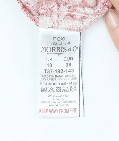 Next Women's Red Floral V-Neck Dress Size 10