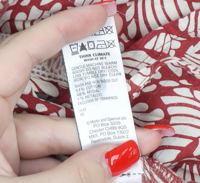 Marks and Spencer Women's Red Floral Blouse, Size 10