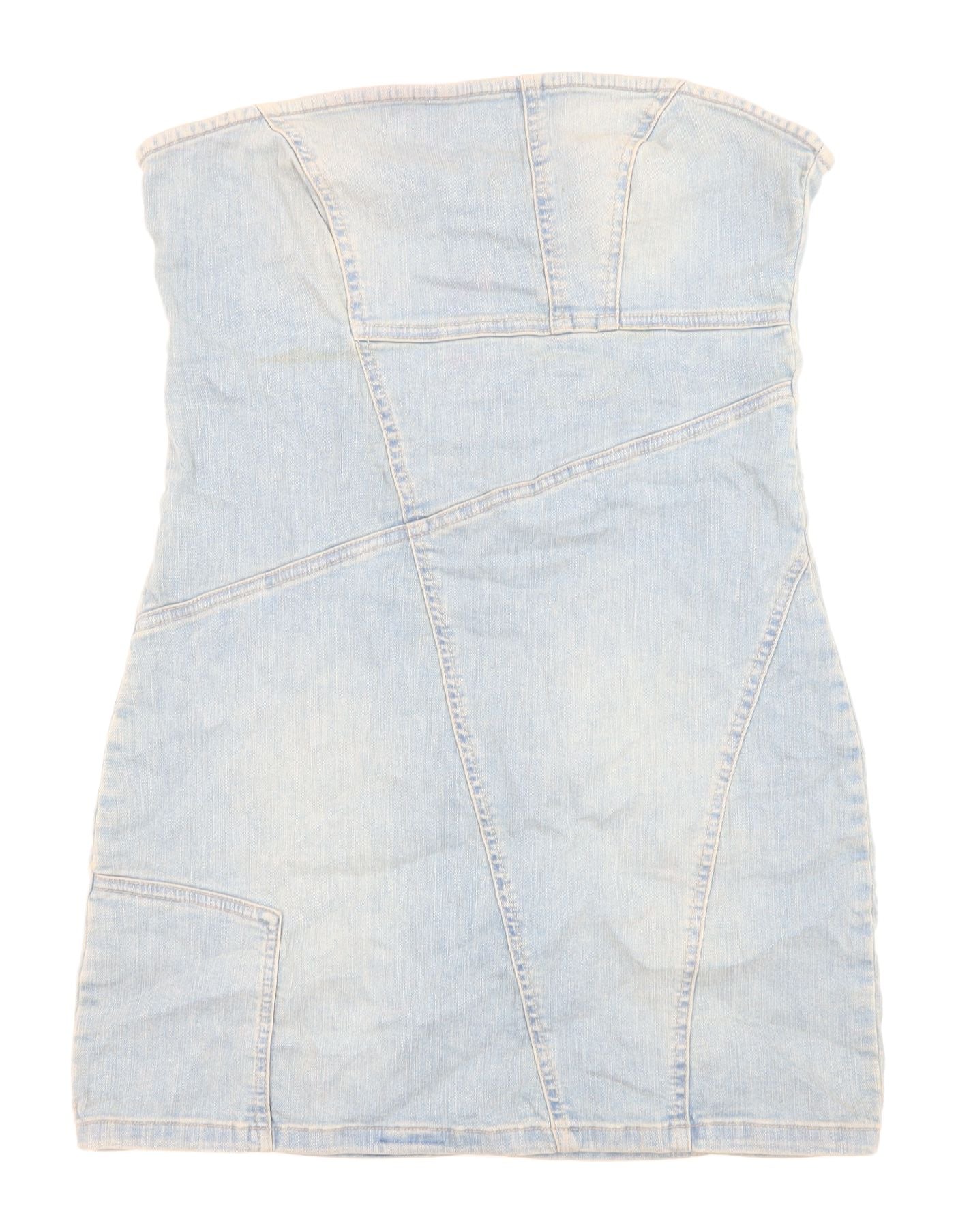 zara denim strapless dress Zara Women's Blue Denim Strapless Mini Dress 12 – Preworn