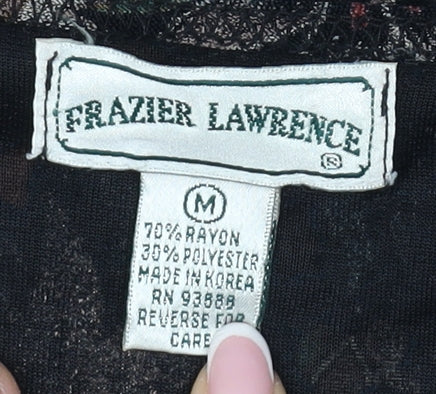 Frazier Lawrence Womens Floral T-Shirt M Black Colorful