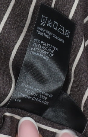 Marks and Spencer Women's Black Striped Button-Up Shirt, Size 12