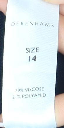 Debenhams Black Sleeveless Sheath Dress Size 14