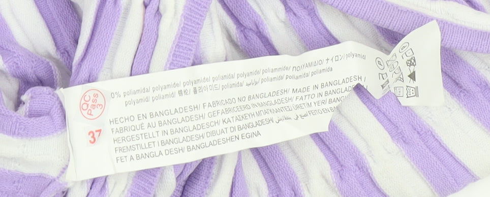 Bershka Women's Purple Striped Sleeveless Blouse Size M