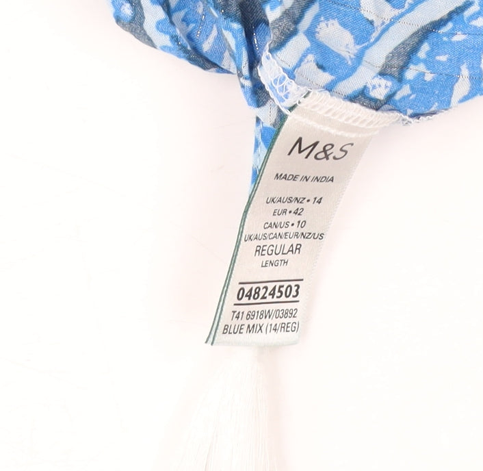 Marks & Spencer Women's Blue Floral Blouse, Size 14