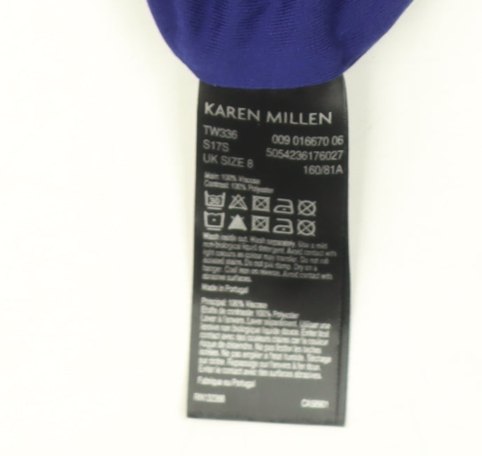 Karen Millen Blue Viscose Blouse - Size 8 - Long Sleeve