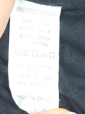 PrettyLittleThing Black Shirt Dress, Size 8, Women's, Collared