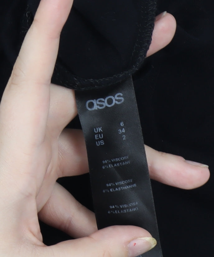 ASOS Women's Black Sleeveless Bodycon Dress Size 6