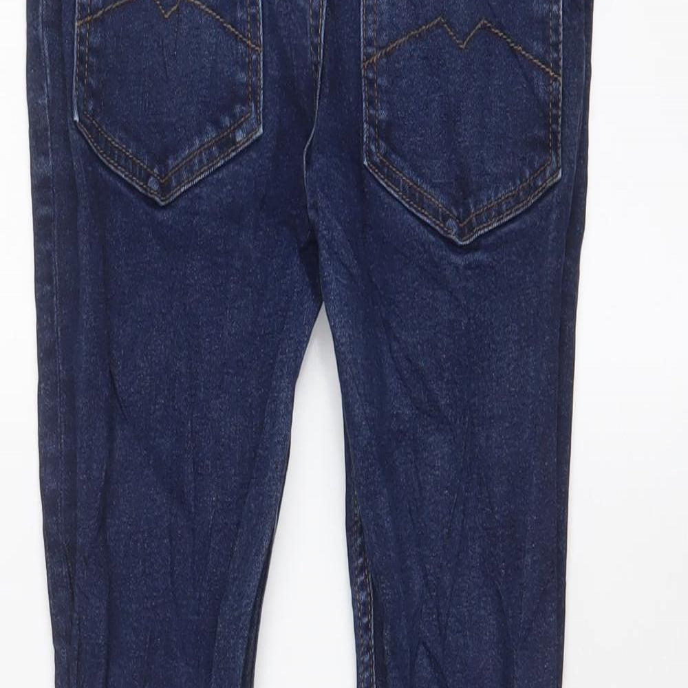 River Island Boys Blue Cotton Skinny Jeans Size 11 Years L23 in Regular Zip - Adjustable waist, Pockets