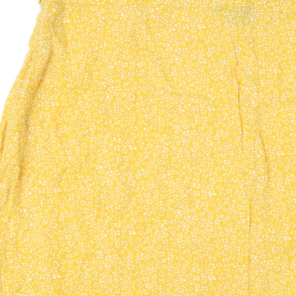 Wednesdays Girl Womens Yellow Geometric Viscose A-Line Skirt Size 18 Zip