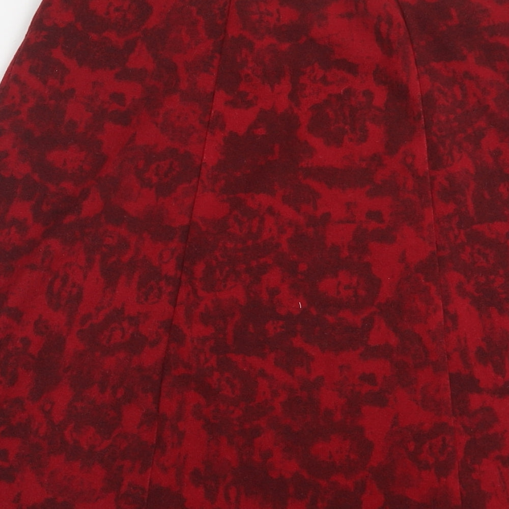 EWM Womens Red Floral Polyester Swing Skirt Size 10