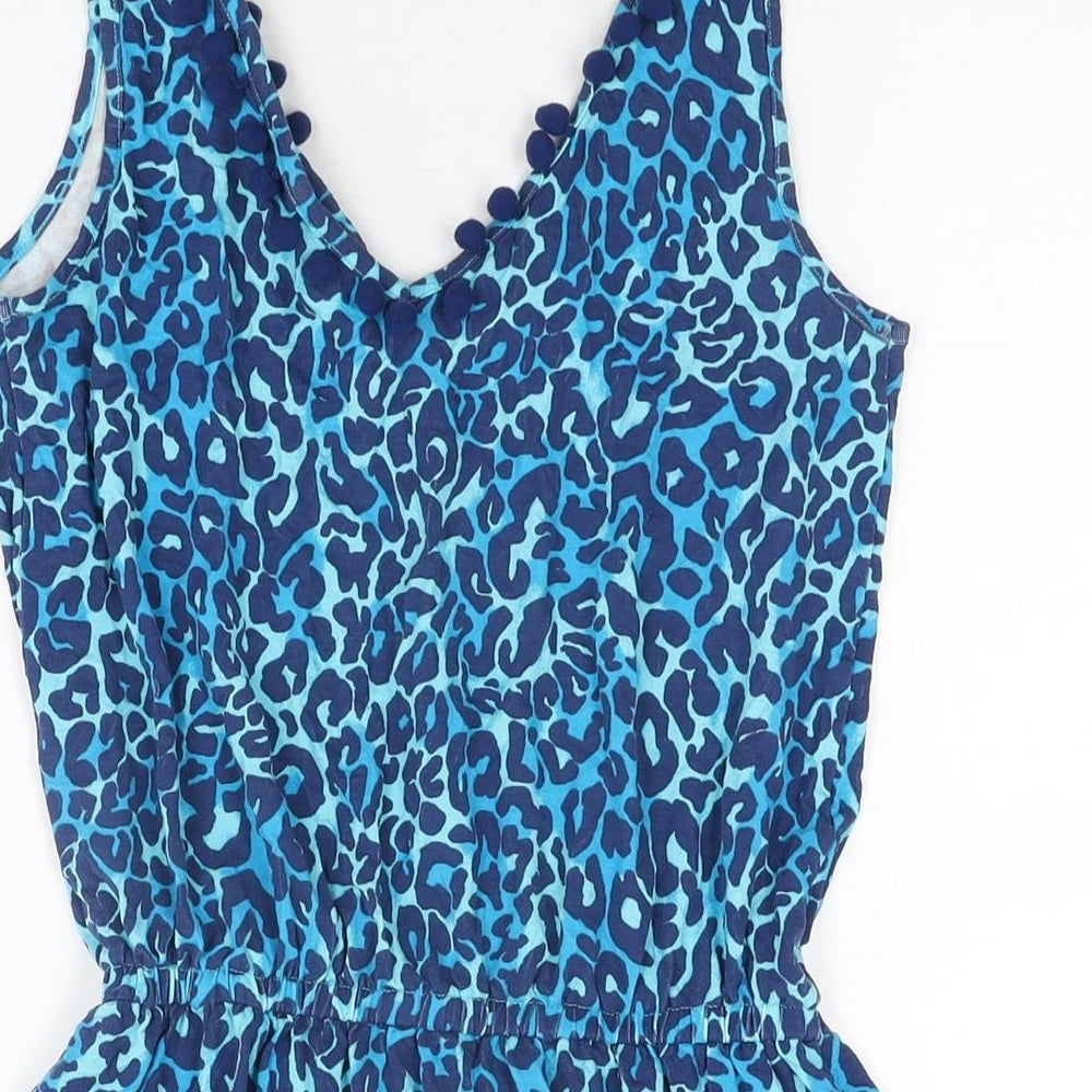 Lilly Pulitzer Womens Blue Animal Print Elastane Playsuit One-Piece Size 2XS L3 in Pullover
