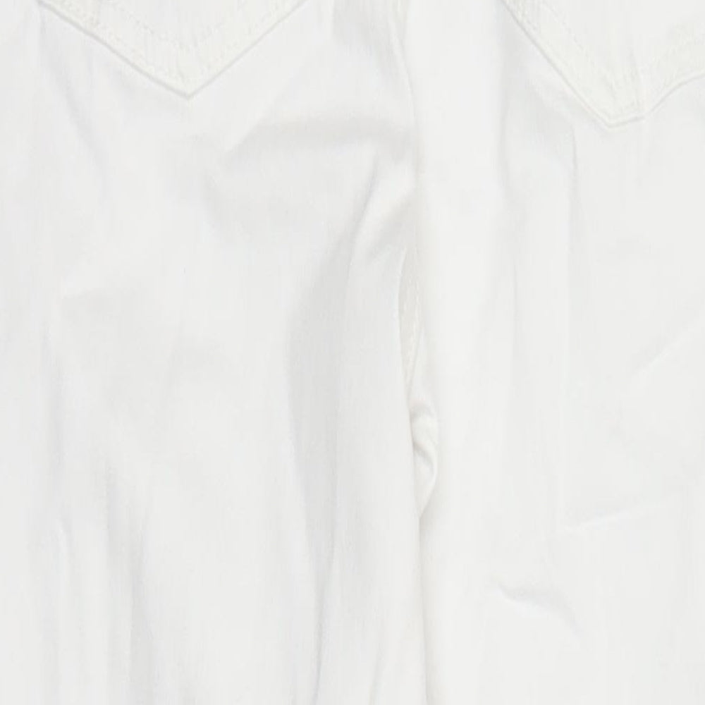 Marks and Spencer Womens White Polyester Straight Jeans Size 8 L25 in Regular Zip - Pockets