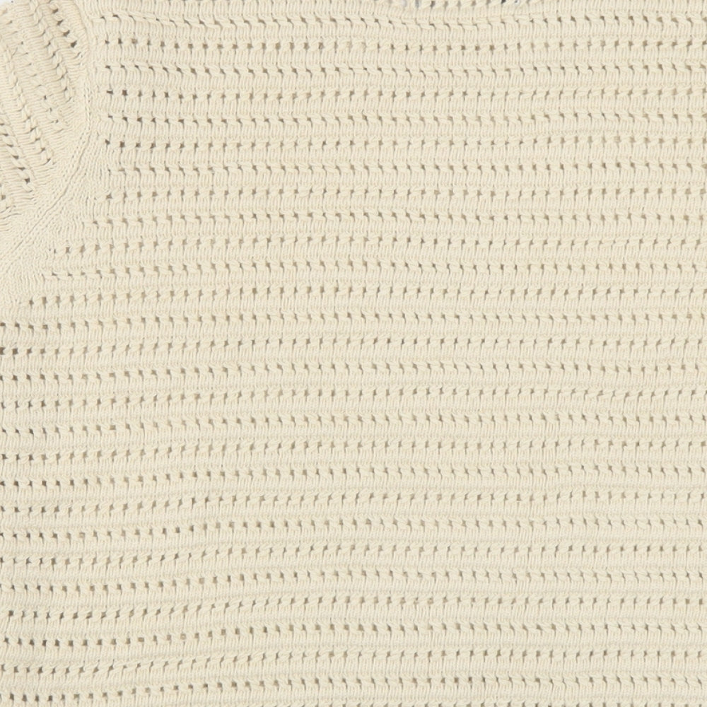 Marks and Spencer Womens Beige Crew Neck Cotton Pullover Jumper Size S