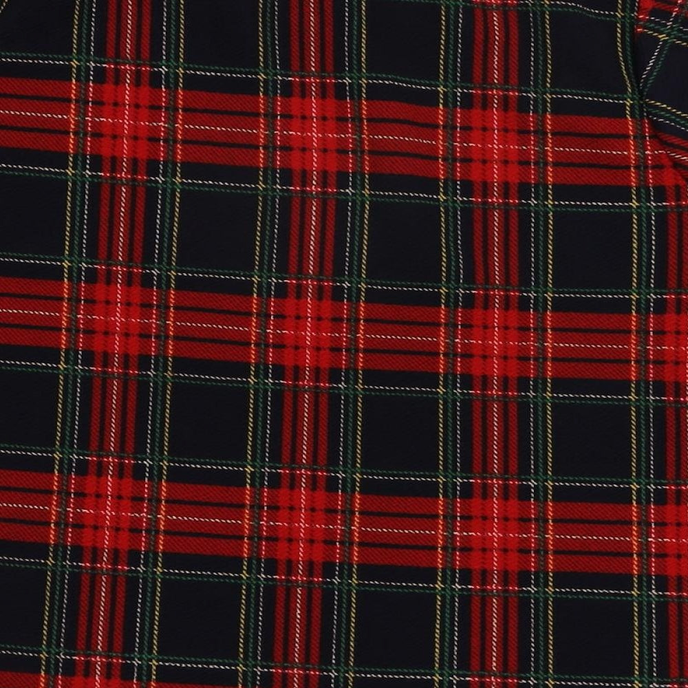 Cameo Rose Womens Red Plaid Polyester Basic Blouse Size 8 Round Neck - Scalloped