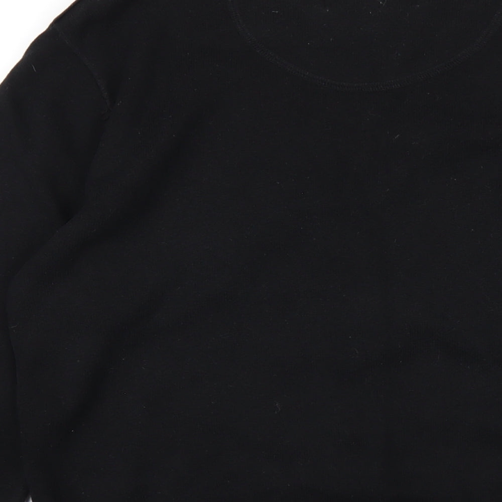 Lime Mens Black V-Neck Cotton Pullover Jumper Size S Long Sleeve