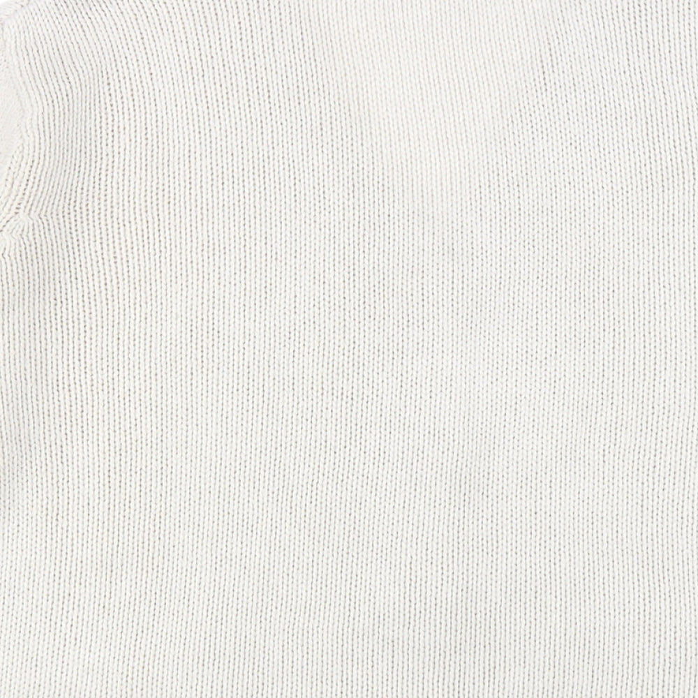 EWM Womens Beige V-Neck Acrylic Cardigan Jumper Size 14