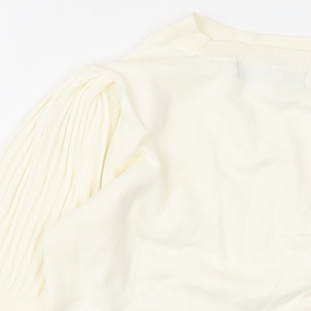 Marks and Spencer Womens Ivory Round Neck Viscose Pullover Jumper Size 10