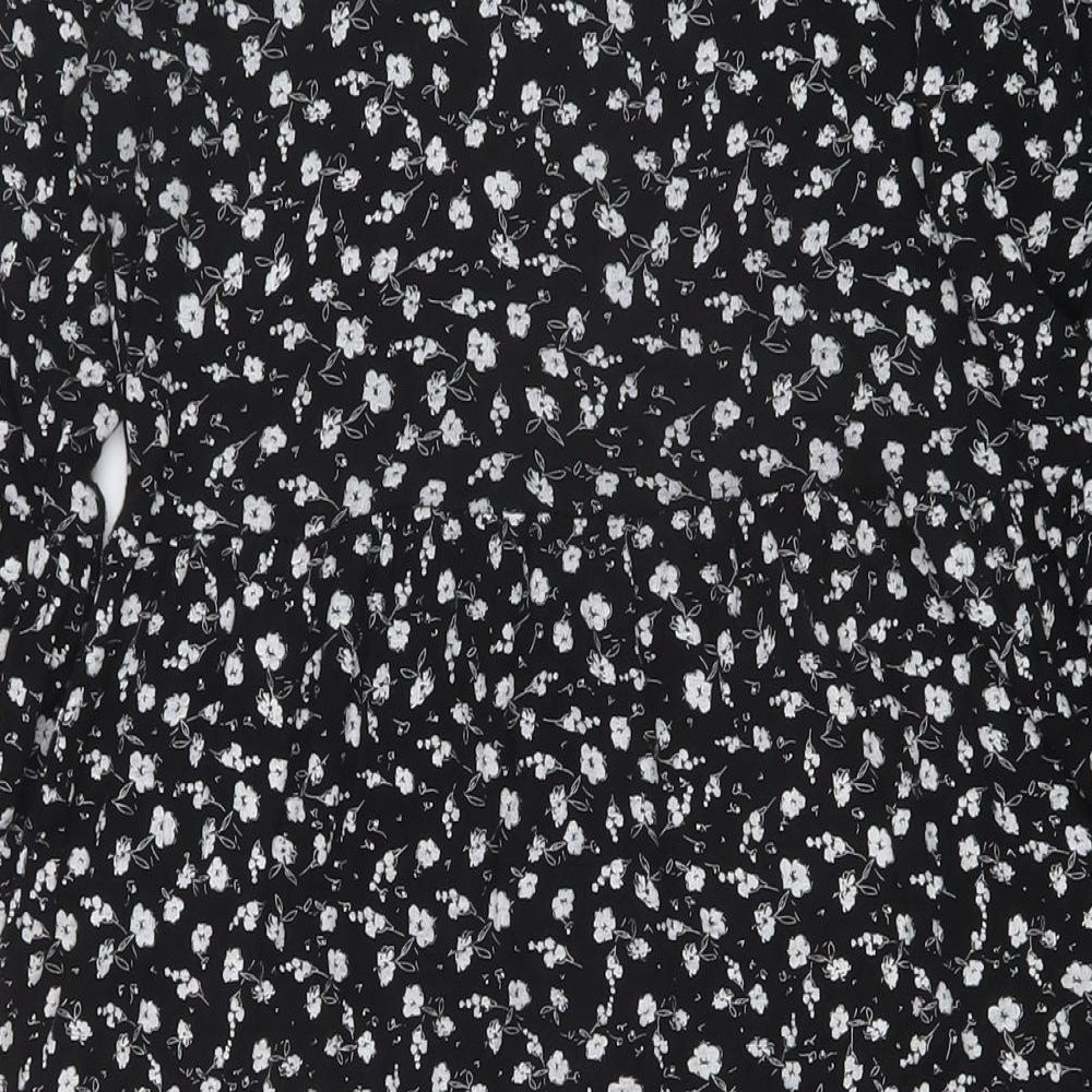 I SAW IT FIRST Womens Black Floral Viscose A-Line Size 12 Round Neck Pullover