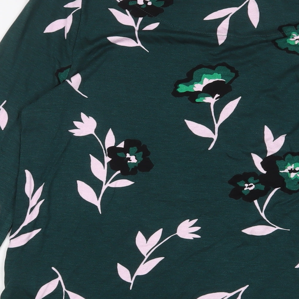 Marks and Spencer Womens Red Floral Viscose Basic T-Shirt Size 8 Crew Neck