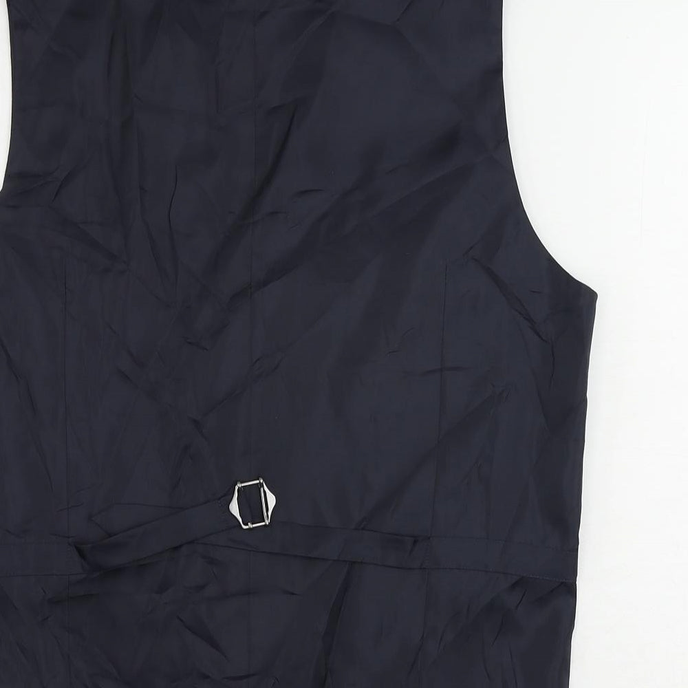 Marks and Spencer Mens Blue Polyester Jacket Suit Waistcoat Size 36 Regular